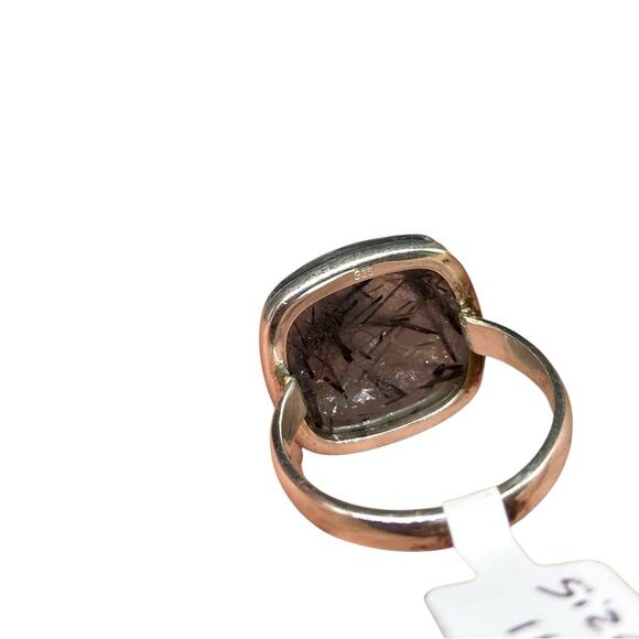 Rutilated Quartz Ring Size 11 Solid 925 Sterling Silver Black Tourmaline Rutile - Picture 9 of 9
